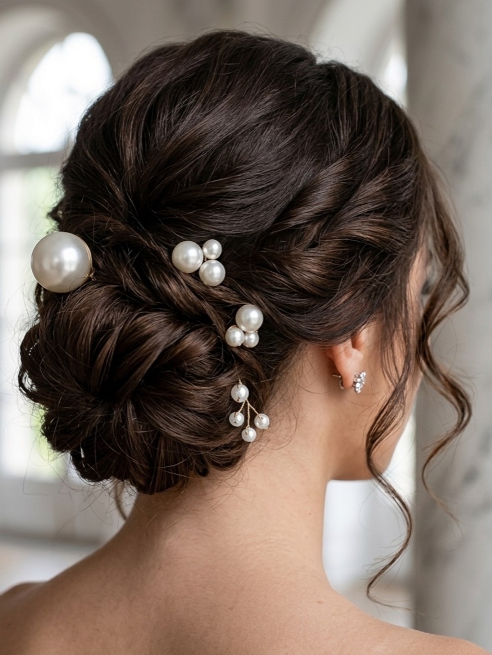 NEW 6 pins Bride big small Pearl Headpiece hair pin Set
